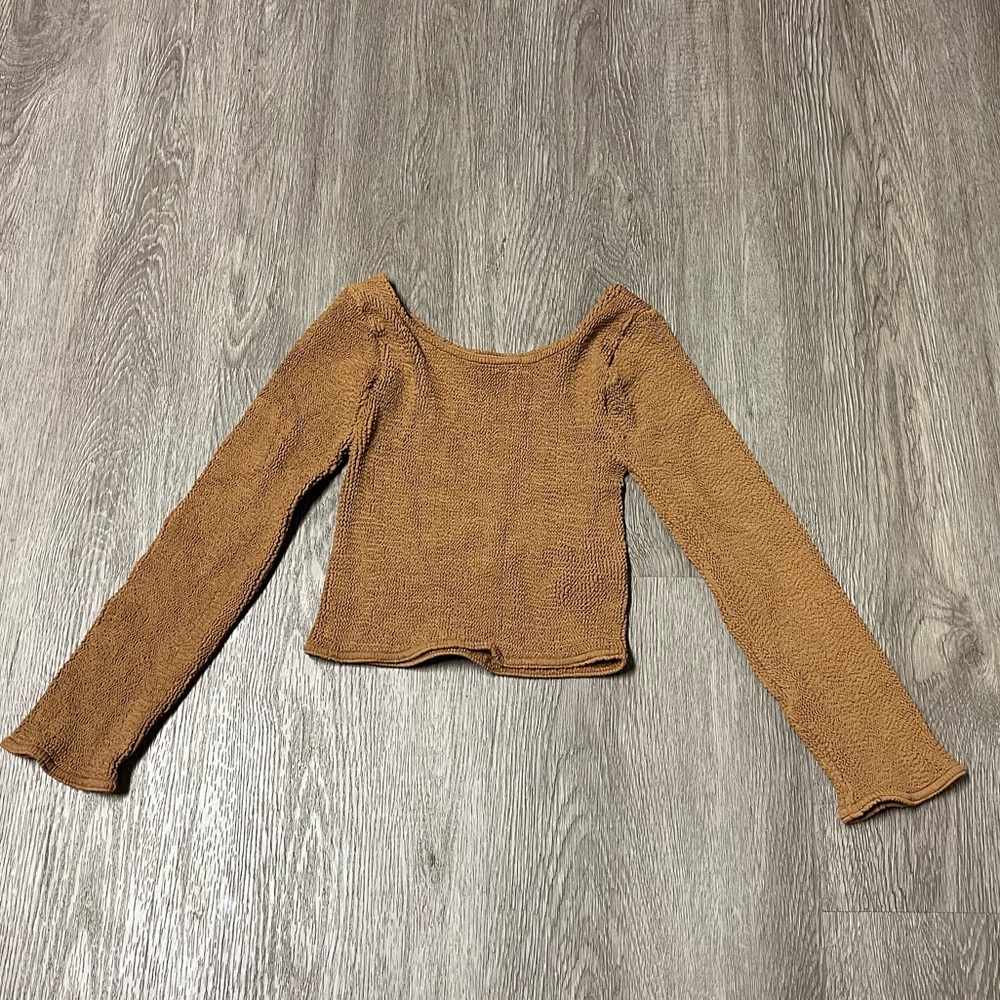 Vintage Hunza G Tan Long Sleeve Swimwear Top
